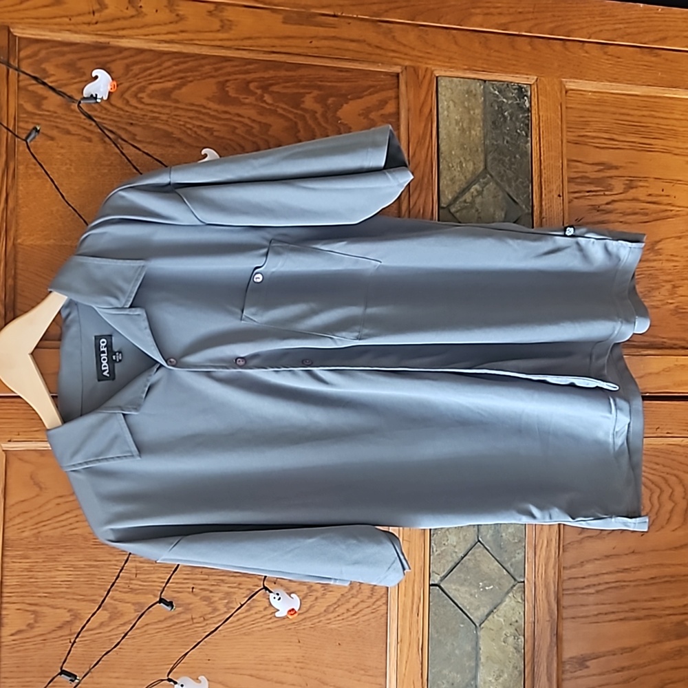 Aldofo Men’s Gray Shoet Sleeve Button Down - Sz M